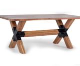 Dining table in acacia wood and metal details 200x100x76 cm $ 1138