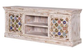 #6571 Mango wood tv stand with bronze details 60x150x40 cm $809