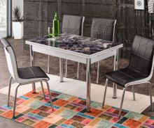 Polo marble dining set 110/170x70x75H cm $346