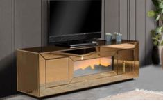 Polyam gold mirror tv stand 170x40x57H cm $1221