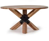 Round dining table from acacia wood and metal details 76x120D cm $ 740