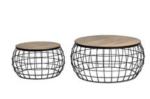 2 Set coffe tables in mango wood and metal frame $399