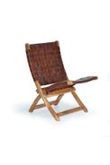 #6135 Leather and acacia wood chair $298 