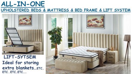 ALL IN ONE UPHOLSTERED BEDS & MATTRESS & BED FRAME & LIFT SYSTEM