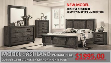 ASHLAND QUEEN BED PACKAGE GREY