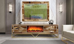 CAYMAN GOLD TV-UNIT (WITH FIREPLACE) + WALL FRAME