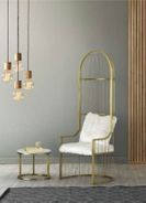 Cage gold chair with white plush $825