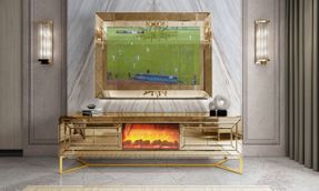 ICON GOLD TV-UNIT (WITH FIREPLACE) + WALL FRAME