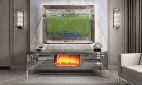 ICON SILVER TV-UNIT (WITH FIREPLACE) + WALL FRAME