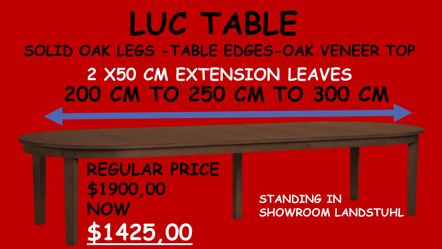 LUC OVAL TABLE 200 CM TO 350 CM en