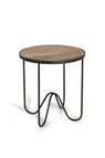 Round end table in mango wood and metal frame 56x50cm $199
