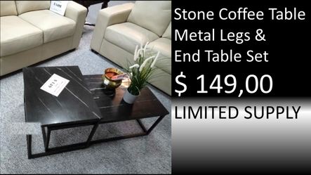 STONE COFFEE TABLE & END TABLE