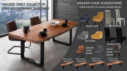 WALKER TABLE + BENCH & CHAIR SELECTION