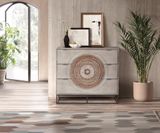 Wood mandala dresser with 3 drawers 90x100x40cm $679